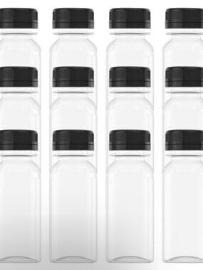 24 Pcs 2 OZ Mini Plastic Juice Bottles, Reusable Beverage Containers Ginger Shot